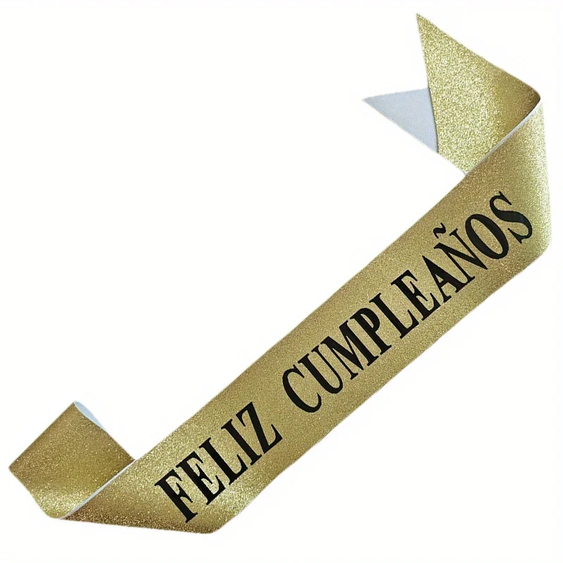ゴールドグリッター「Feliz Cumpleaños」サッシ - Birthday Sash Glitter のレビューと価格