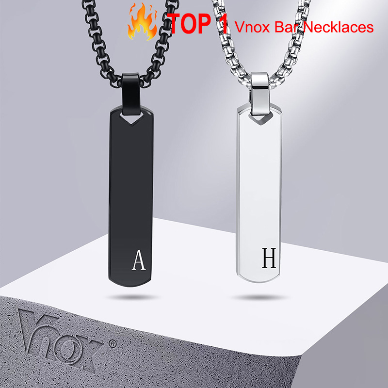 Vnox-initialバーペンダント男性、太い幾何垂直バー - Event Z のレビューと価格
