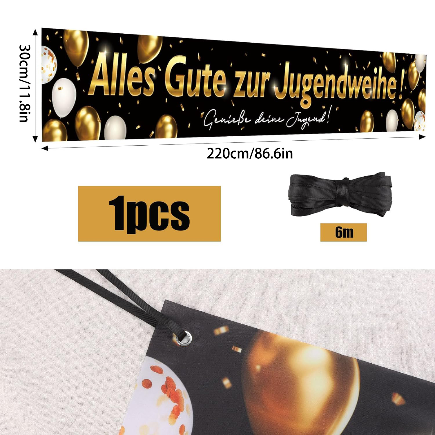 ジュンテンドヴァイヘ装飾、ジュンテンドヴァイヘ旗 黒金、22 - Party Banner Gold のレビューと価格
