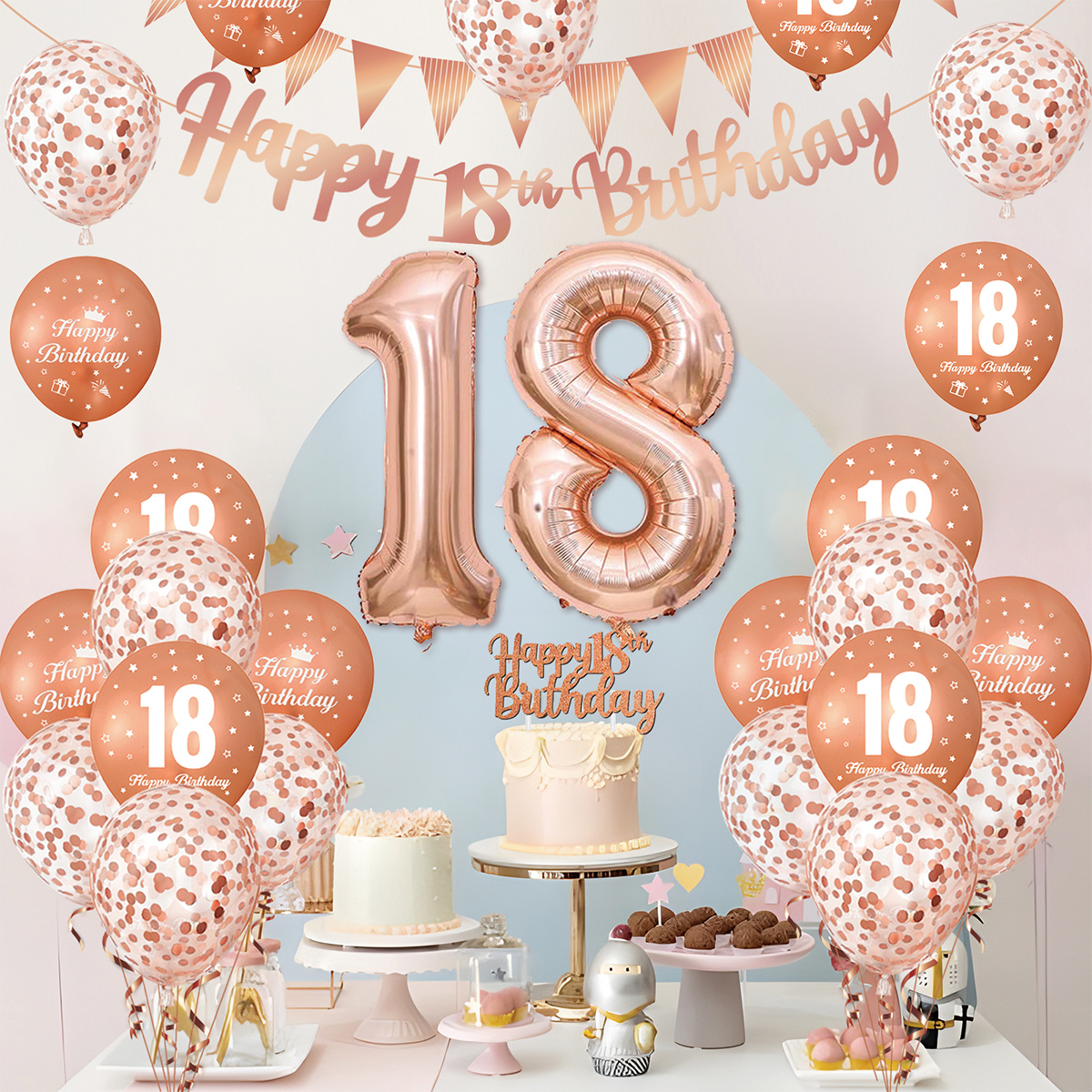 1 セットローズゴールド誕生日装飾誕生日風船誕生日バナー 1 - Party Banner Gold のレビューと価格