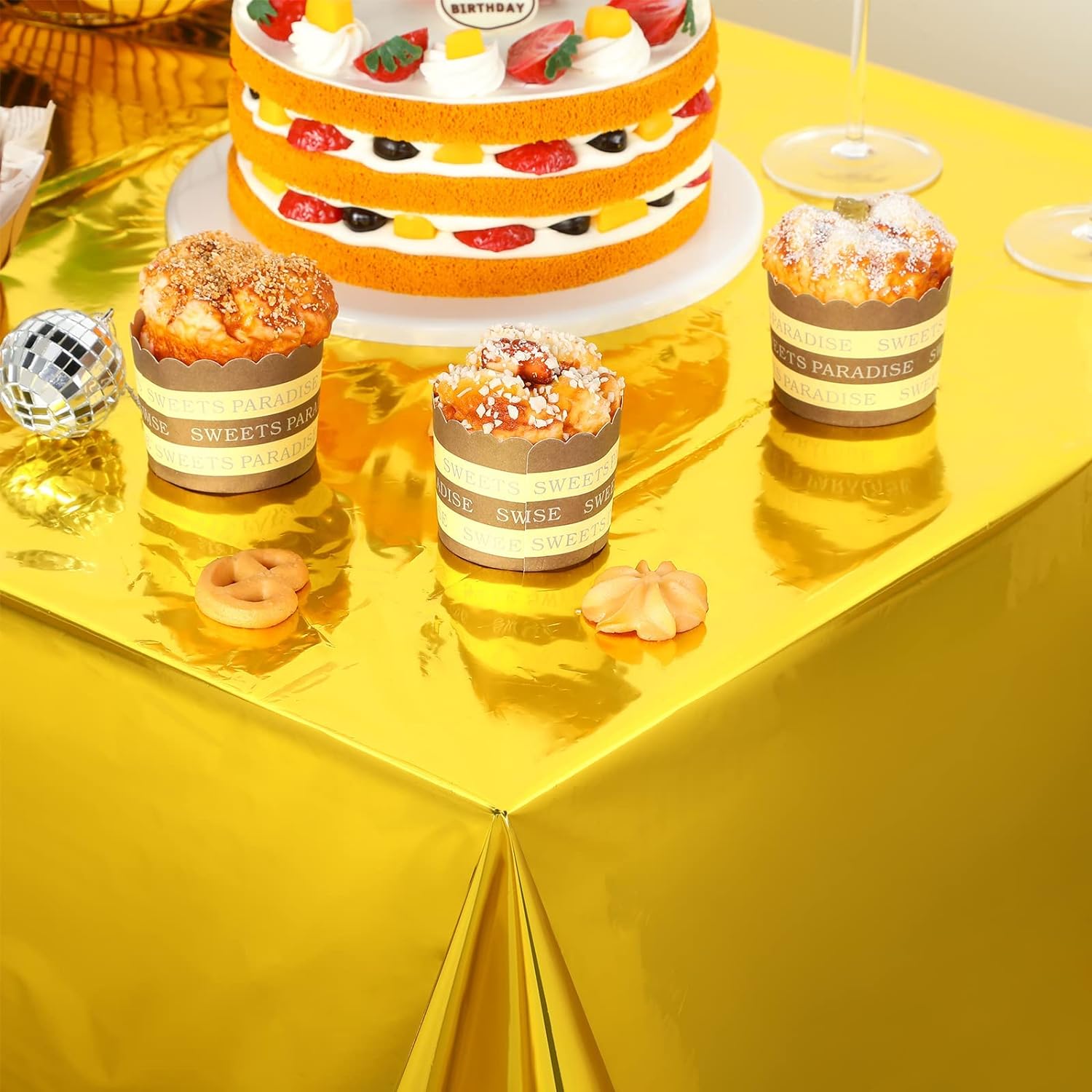 ピンクゴールドの使い捨てテーブルクロス,誕生日パーティー,結 - Table Cloth Disposable のレビューと価格