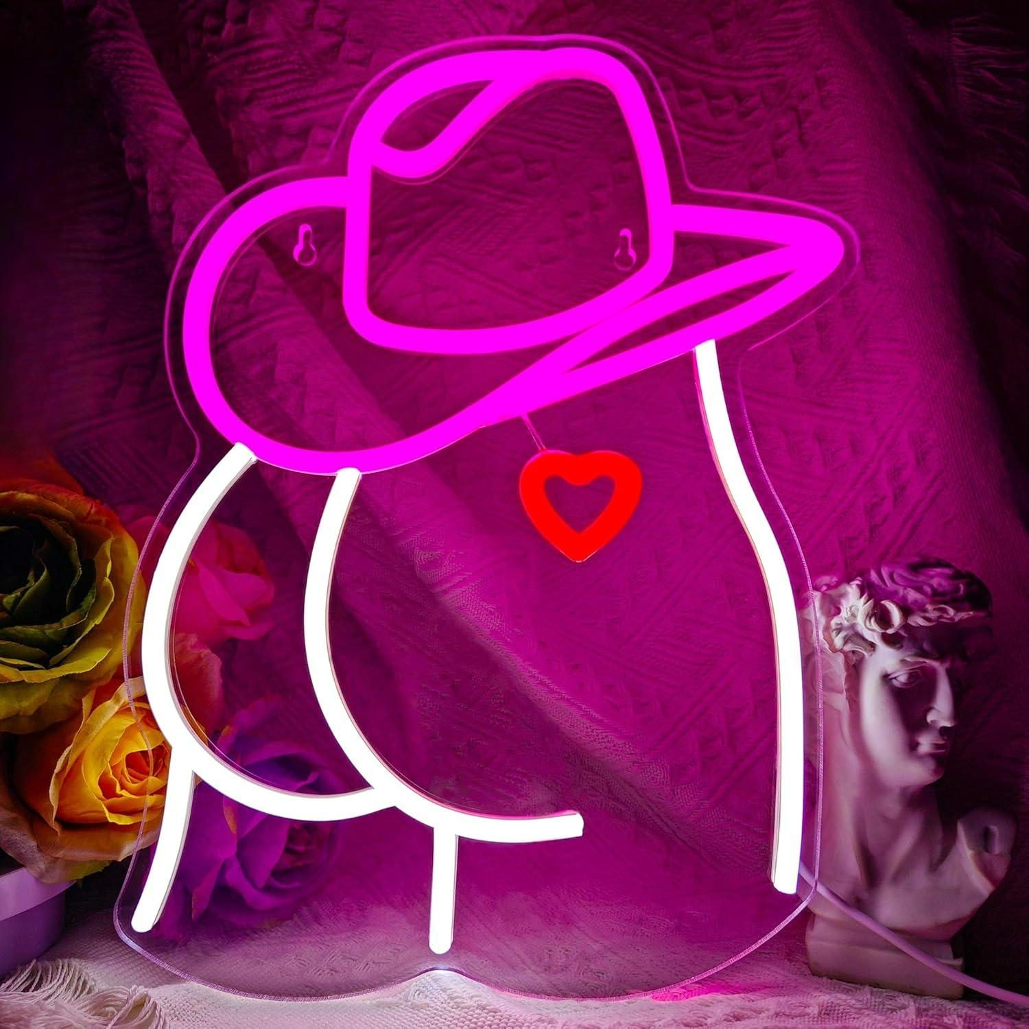 カウガールネオンサイン調光可能LEDライト、女の子の寝室、ゲ - Neon Sign Party のレビューと価格