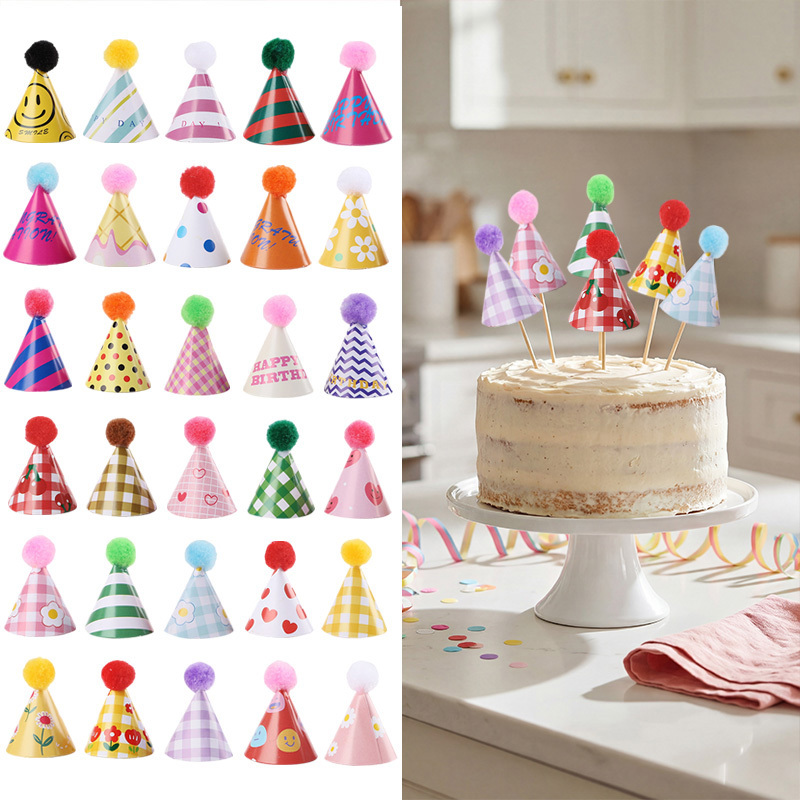 15/30 個ミニパーティーハットケーキトッパーカラフルなポ - Party Hat Cone のレビューと価格