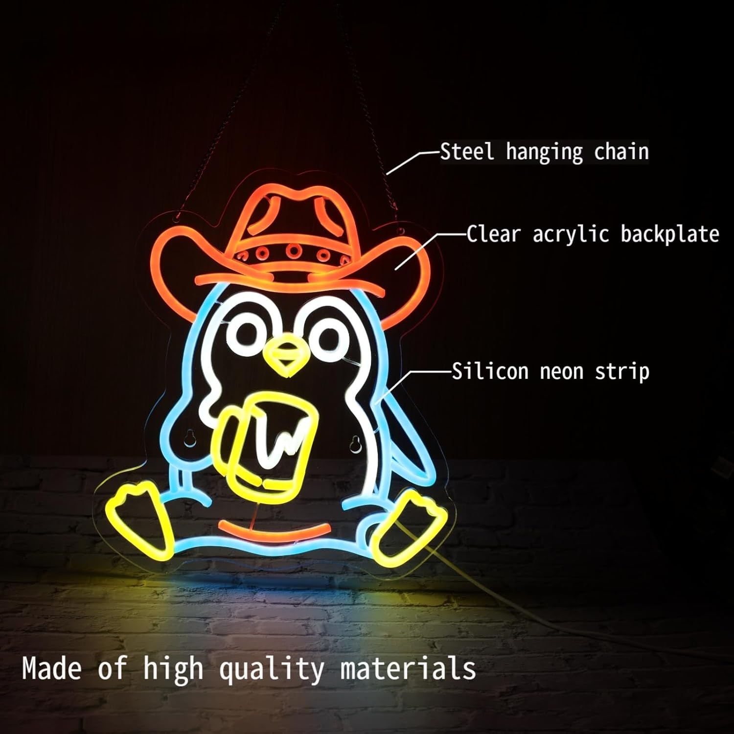 ペンギンネオンサインUSB電源LEDライト 子供部屋 ペット - Neon Sign Party のレビューと価格