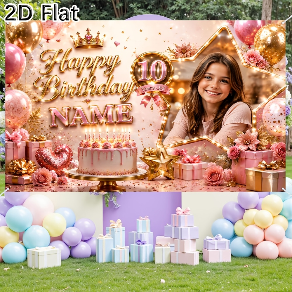 1個入り パーソナライズされたピンクゴールド 10歳の誕生日 - Party Banner Gold のレビューと価格