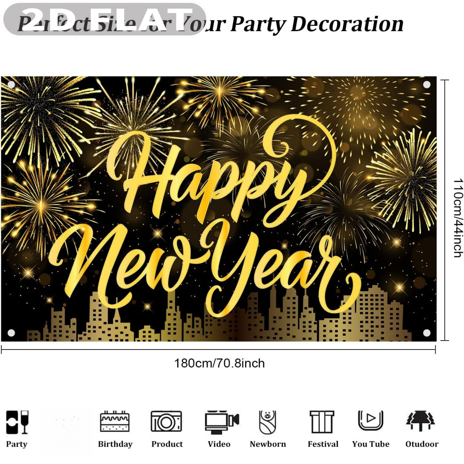 1個 新年パーティー用フォトブース小道具バナー、耐久性のある - Party Banner Gold のレビューと価格