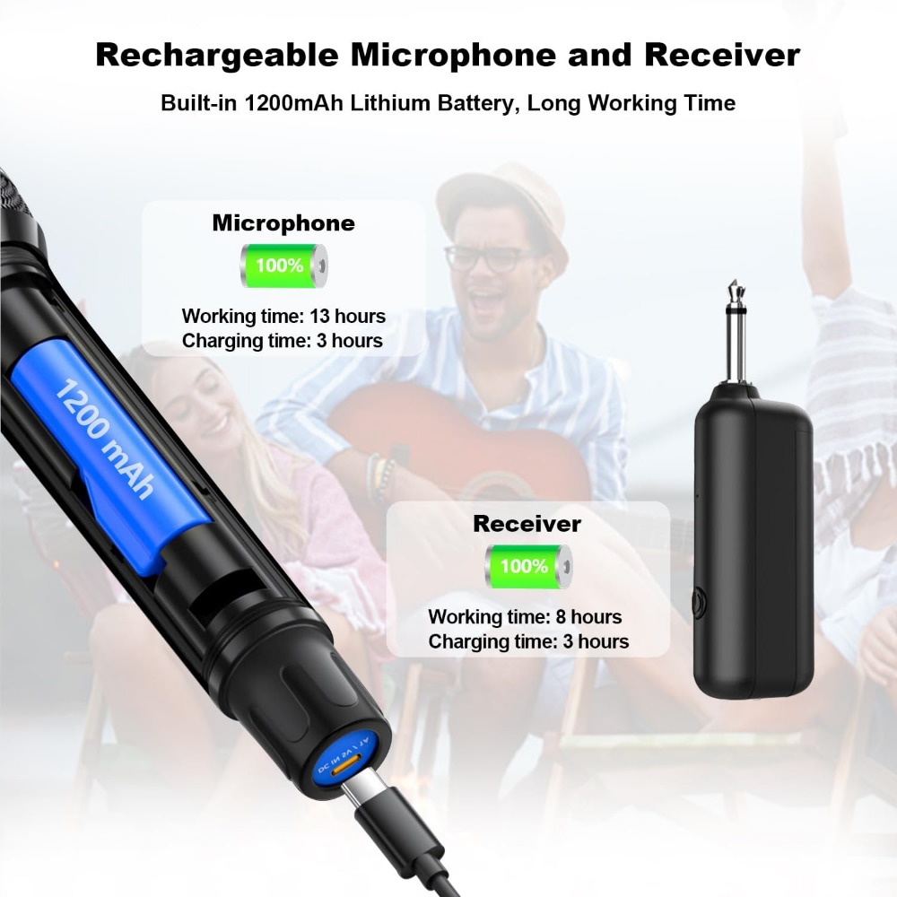 UHFメタル製デュアルハンドヘルドダイナミックマイク、充電式 - Event & Party Supply のレビューと価格