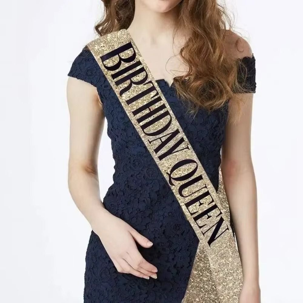 2個セット 新しいグリッター誕生日パーティー クラウンサッシ - Birthday Sash Glitter のレビューと価格