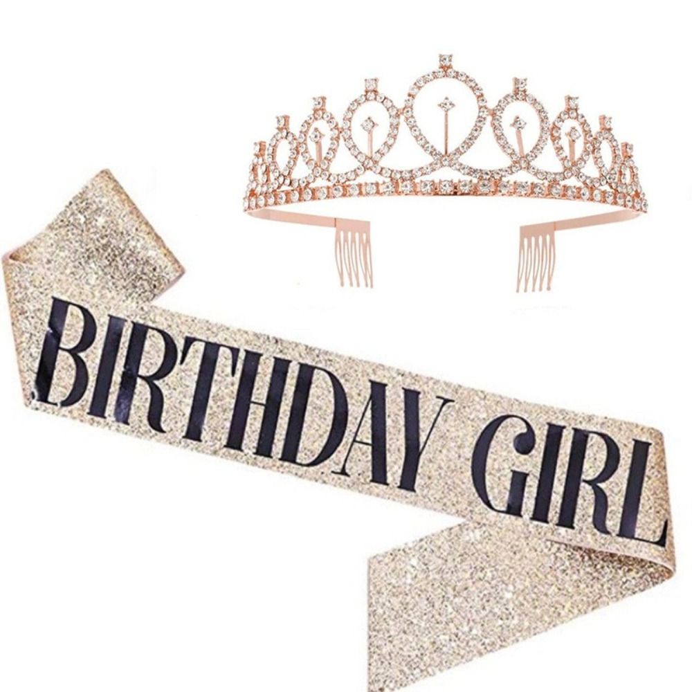 2個セット 新しいグリッター誕生日パーティー クラウンサッシ - Birthday Sash Glitter のレビューと価格