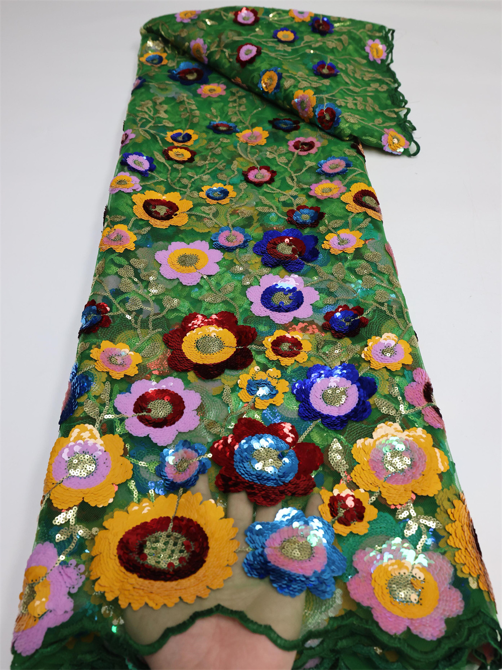 メッシュアフリカンレース生地2026、スパンコール付きチュー - Glitter Tablecloth のレビューと価格