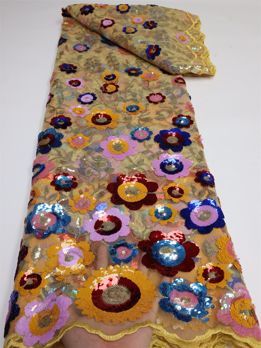 メッシュアフリカンレース生地2026、スパンコール付きチュー - Glitter Tablecloth のレビューと価格