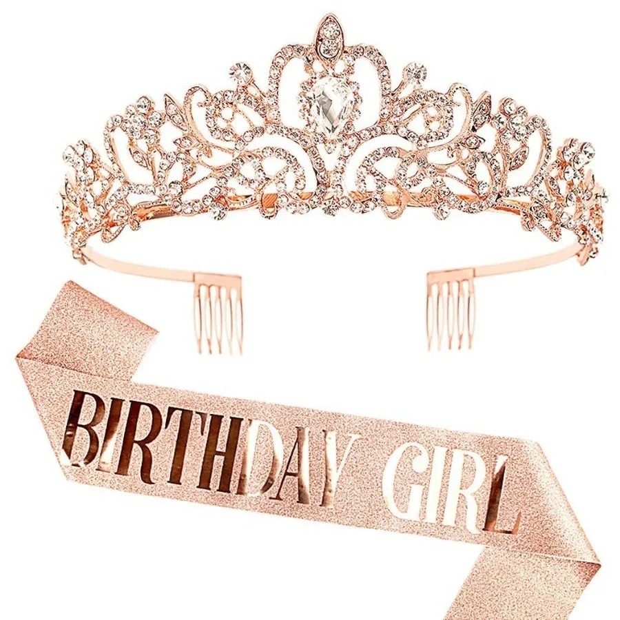 2個セット ラインストーン クリスタル クラウン ティアラ  - Birthday Sash Glitter のレビューと価格