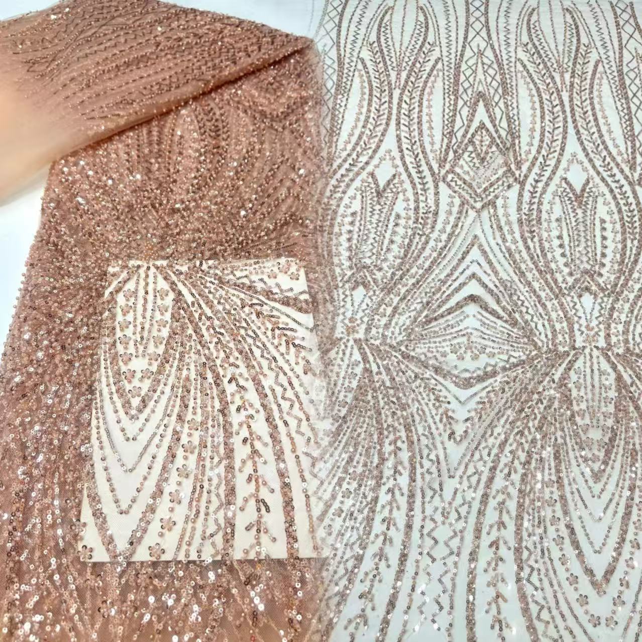 アフリカレース生地スパンコールビーズ刺繍新郎ナイジェリアブラ - Glitter Tablecloth のレビューと価格