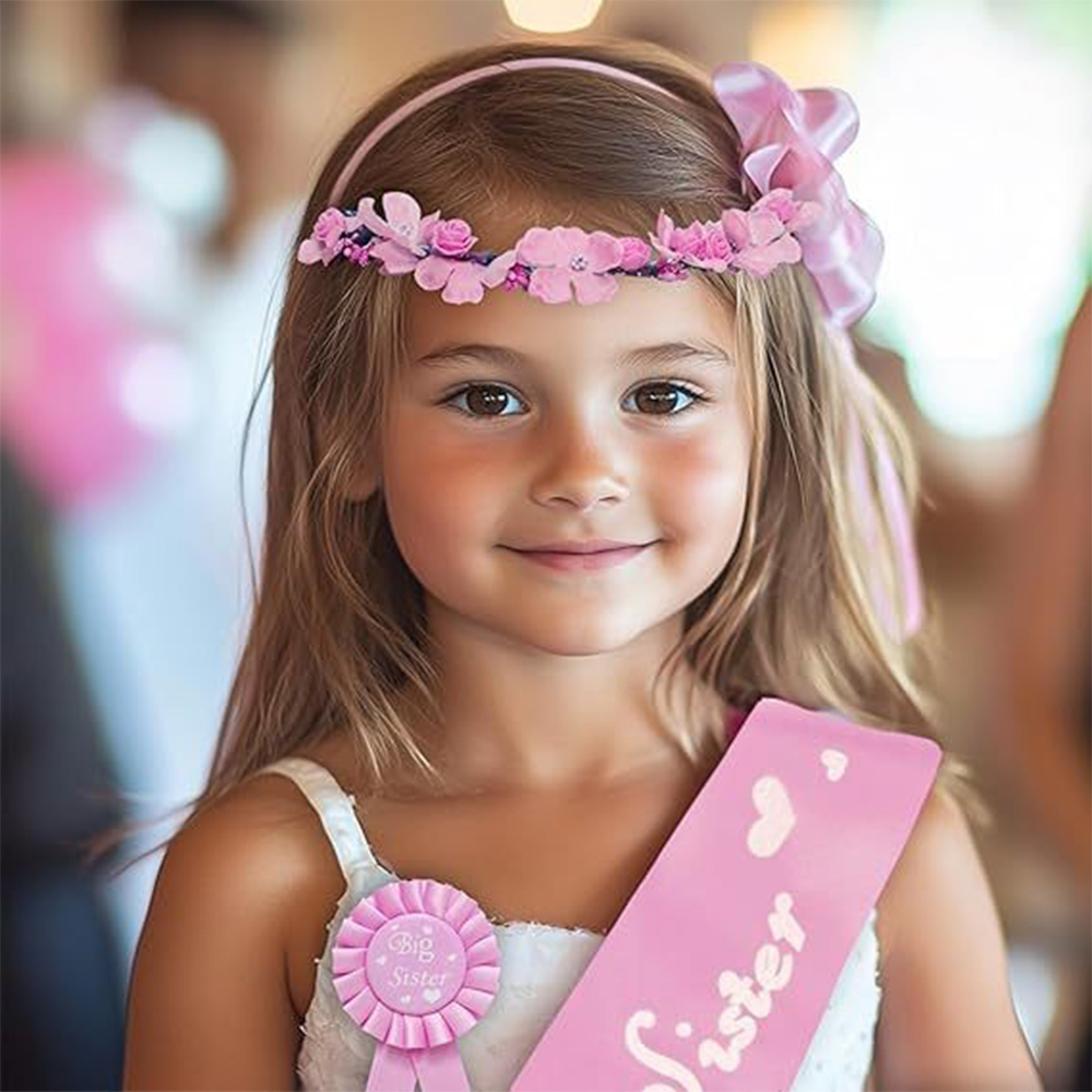 ピンクブルーベビーシャワーグリッターサテンサッシュギフト姉妹 - Birthday Sash Glitter のレビューと価格