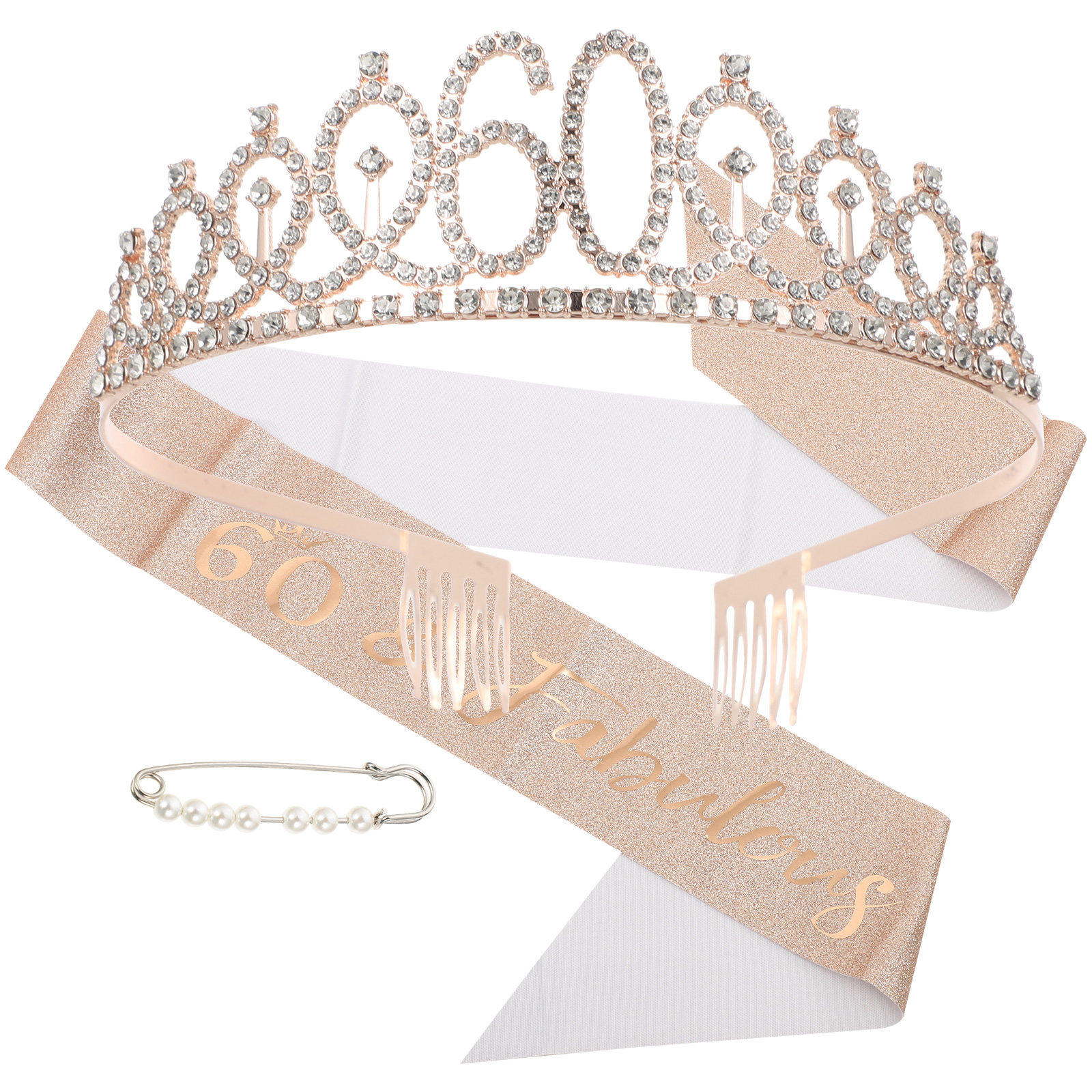 1セット女性用誕生日クラウンサッシュセット装飾グリッターティ - Birthday Sash Glitter のレビューと価格