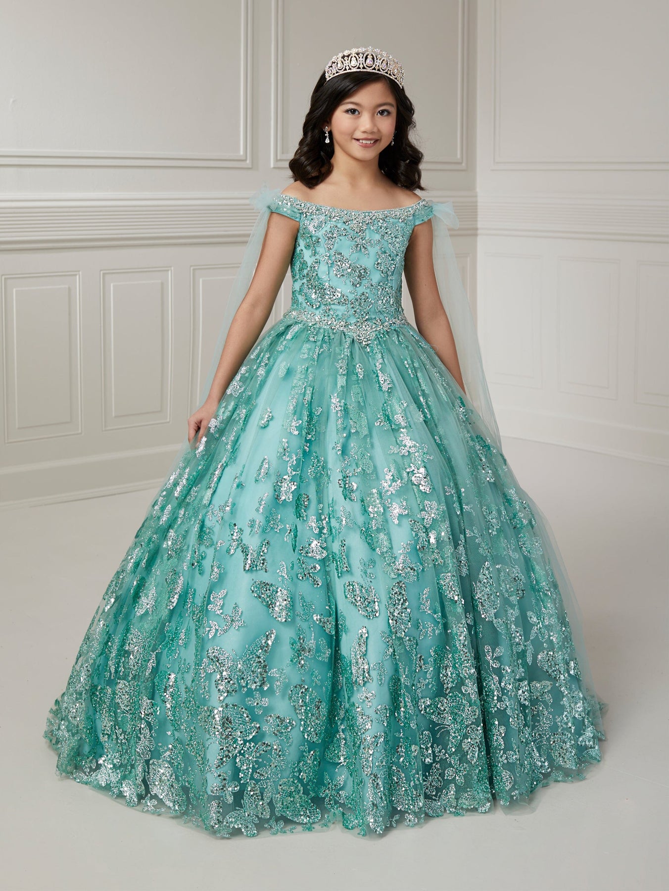 ゴージャスなフラワーガールドレスグリーングリッタースパンコー - Birthday Sash Glitter のレビューと価格