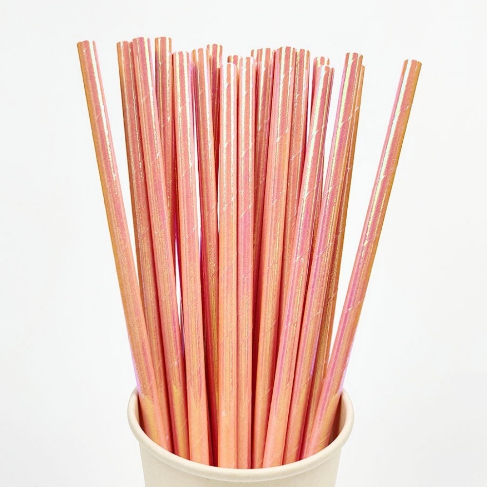 ピンクとゴールドの紙ストロー,25個,装飾用品,パーティー, - Paper Straw Color のレビューと価格