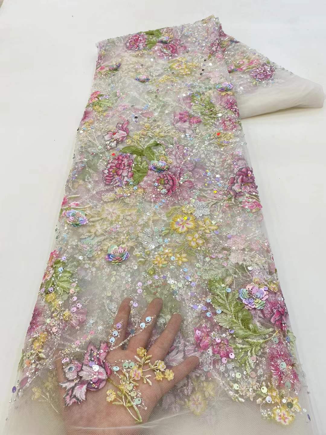 アフリカレース生地 2026 高品質スパンコール付きナイジェ - Glitter Tablecloth のレビューと価格