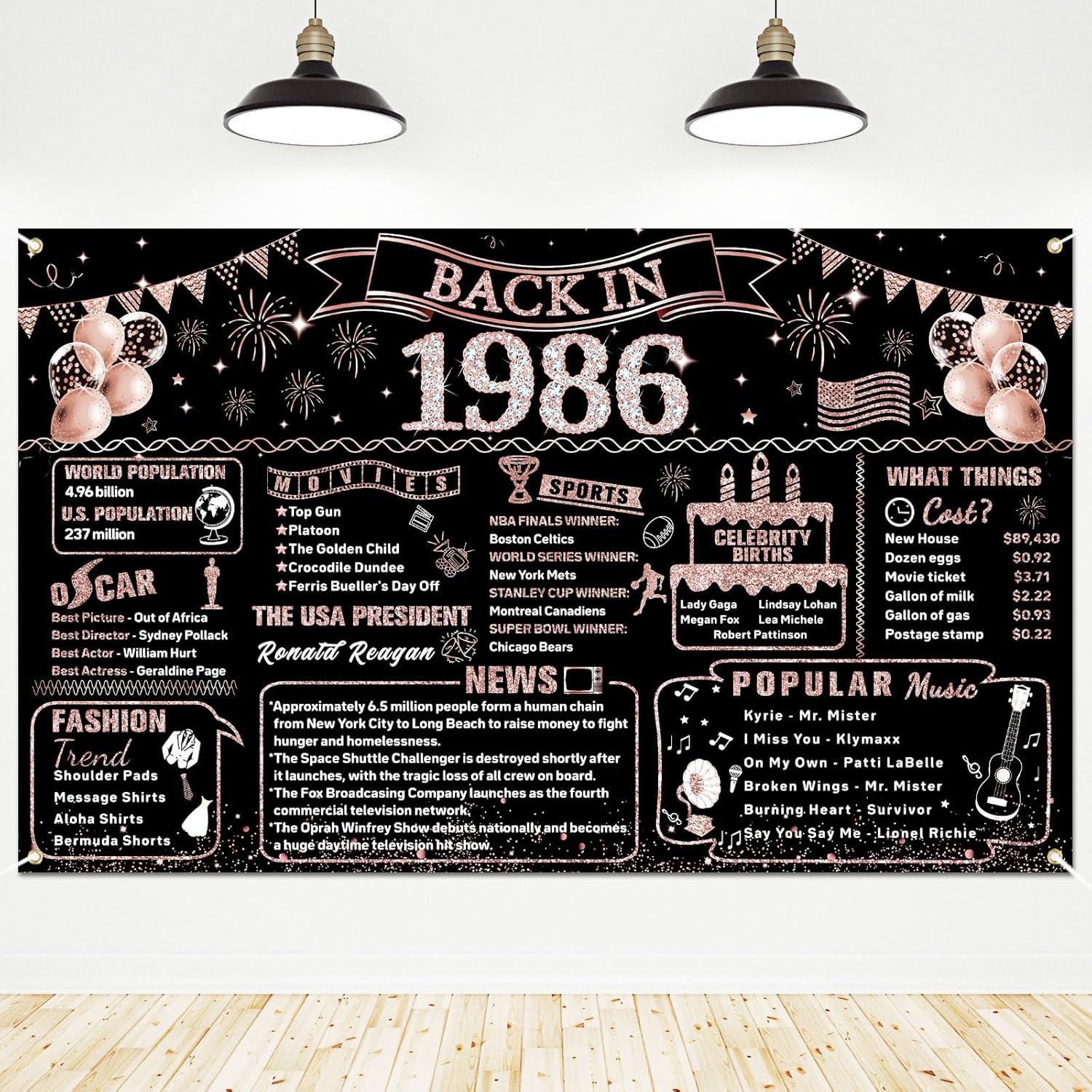 女性のための40歳の誕生日デコレーション、1986年誕生日バ - Party Banner Gold のレビューと価格