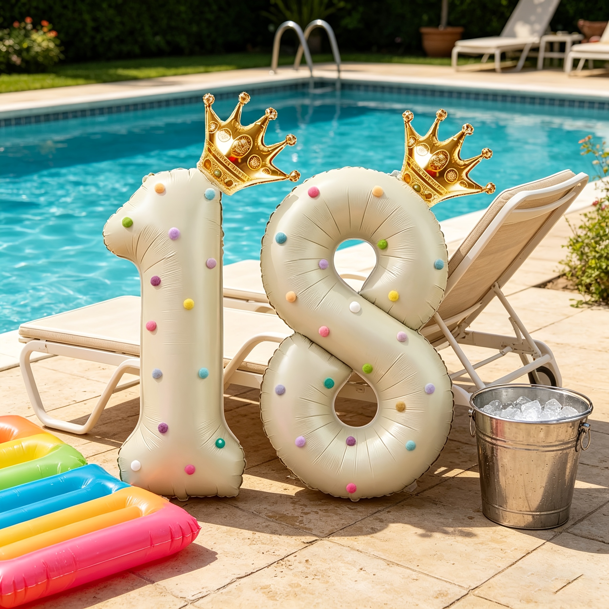 大きな40インチのクリーム色の数字型フォイルバルーン、王冠、 - Party Event Supply Store のレビューと価格