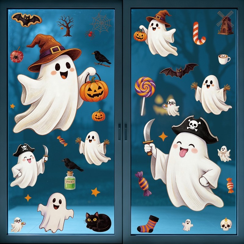 ハロウィンステッカー キャンディーバー ゴーストウィンドウク - Party Event Supply Store のレビューと価格