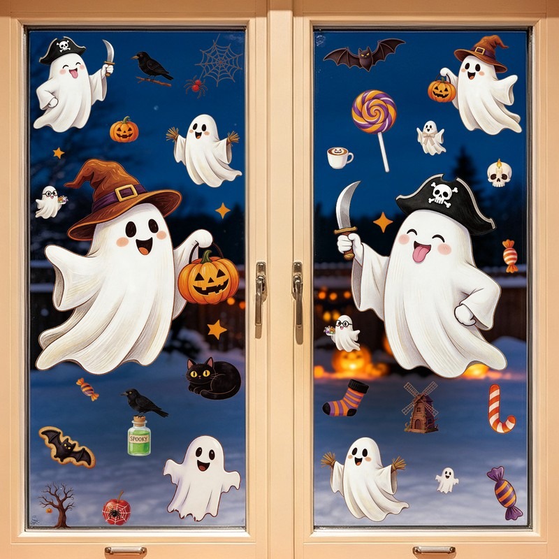 ハロウィンステッカー キャンディーバー ゴーストウィンドウク - Party Event Supply Store のレビューと価格