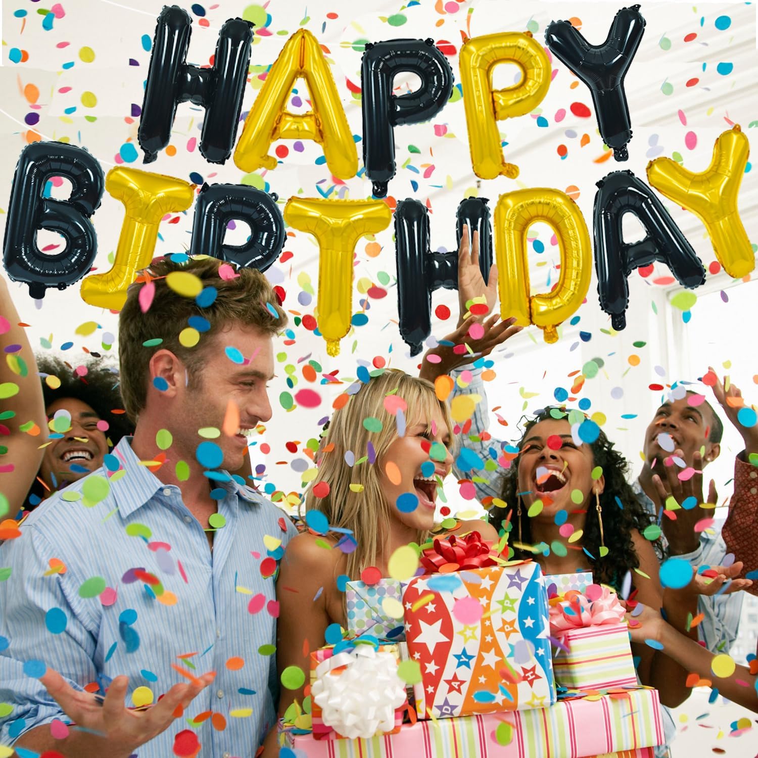 ブラックゴールド 誕生日飾り付け バルーンガーランドアーチ  - Party Banner Gold のレビューと価格