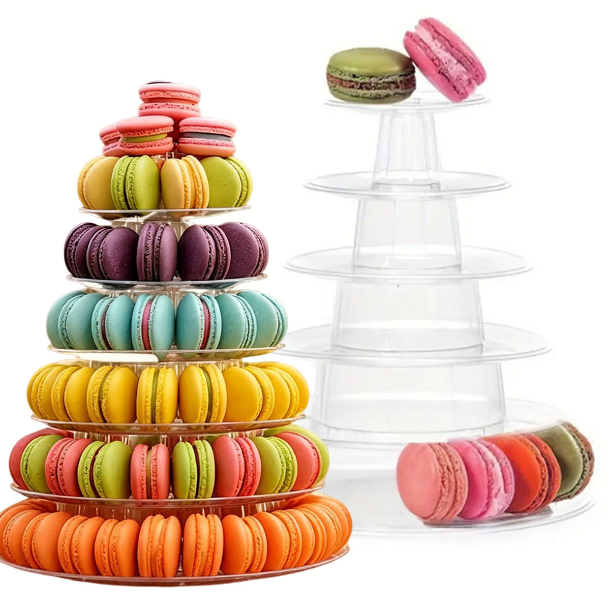1PC 6段丸型プラスチック製透明ケーキスタンド – デザー - Cupcake Stand Tier のレビューと価格