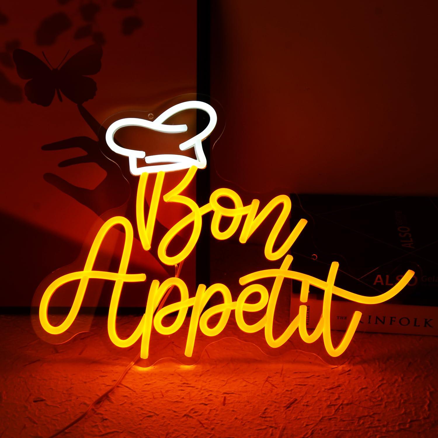 ボナペティットシェフハットネオンサイン調光可能なLEDライト - Neon Sign Party のレビューと価格