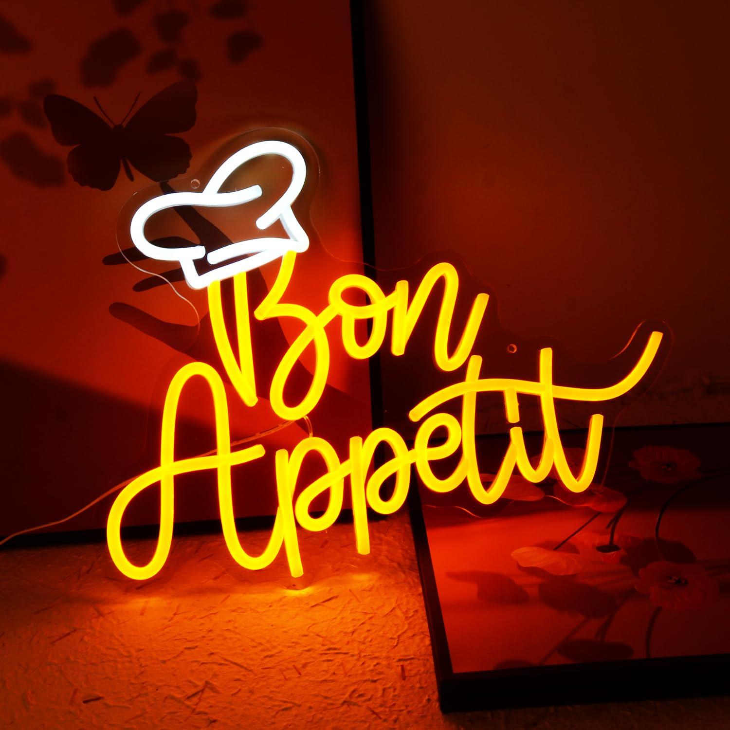 ボナペティットシェフハットネオンサイン調光可能なLEDライト - Neon Sign Party のレビューと価格