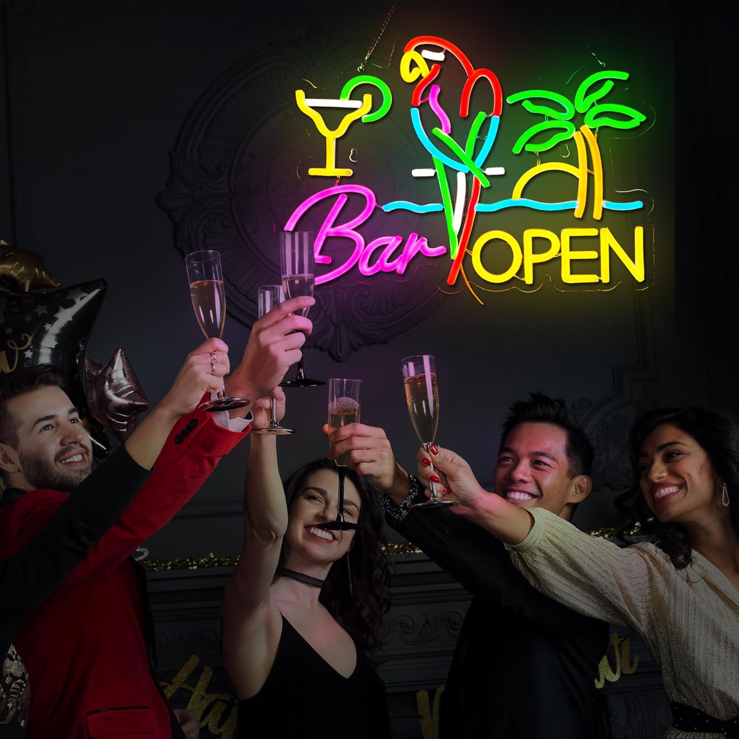 バーオープンネオンサインビジネスアートウォールライトUSB  - Neon Sign Party のレビューと価格