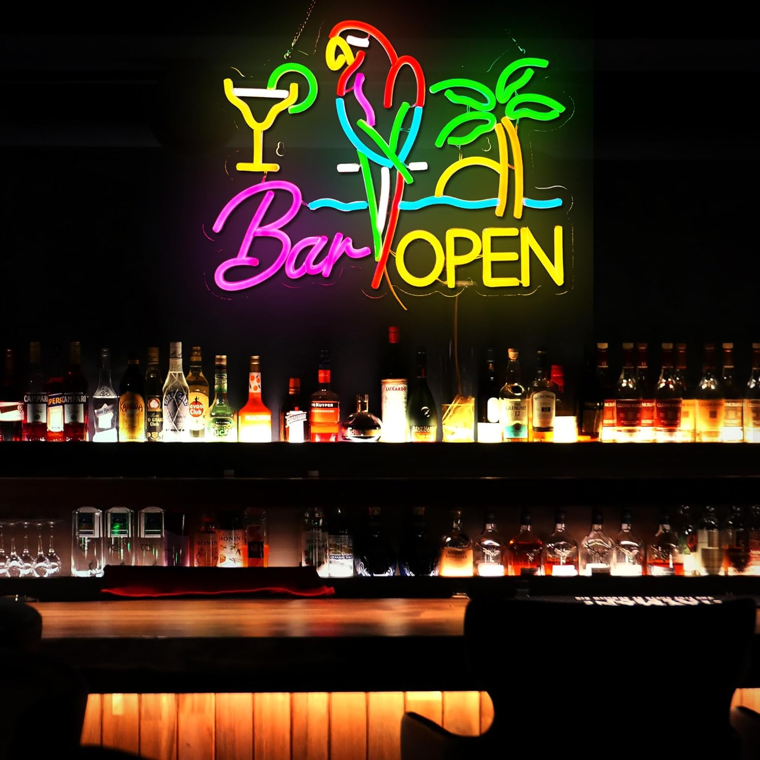 バーオープンネオンサインビジネスアートウォールライトUSB  - Neon Sign Party のレビューと価格