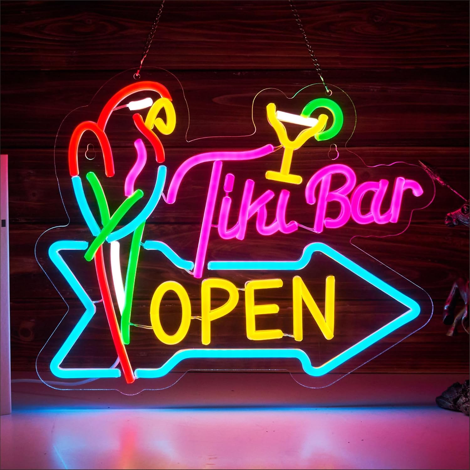 バーオープンネオンサインビジネスアートウォールライトUSB  - Neon Sign Party のレビューと価格