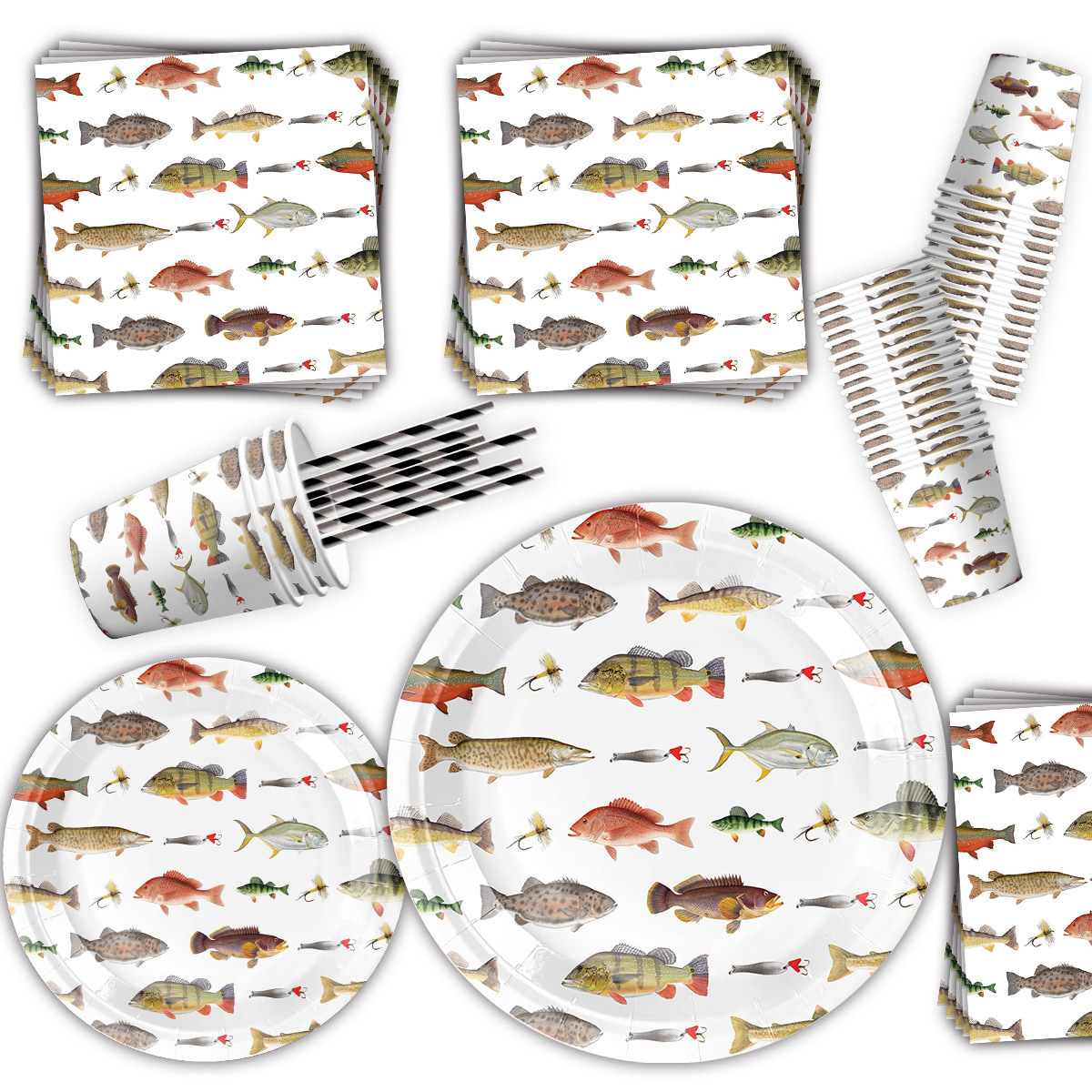 使い捨ての釣りをテーマにしたパーティー食器,プレート,カップ - Table Cloth Disposable のレビューと価格