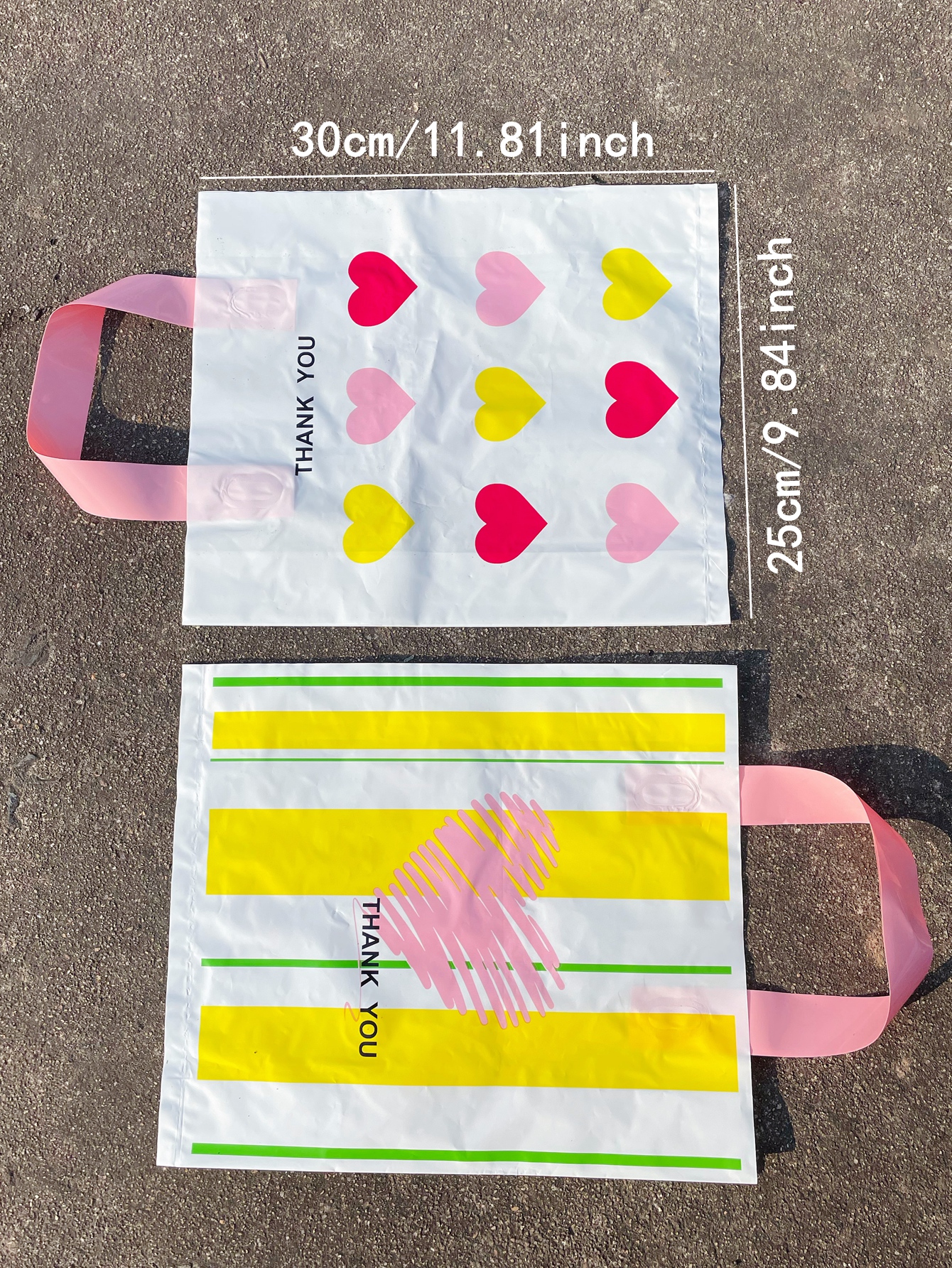 感謝の贈り物プラスチックトートバッグ、垂直ストライプ、ショッ - Event Party Shop のレビューと価格