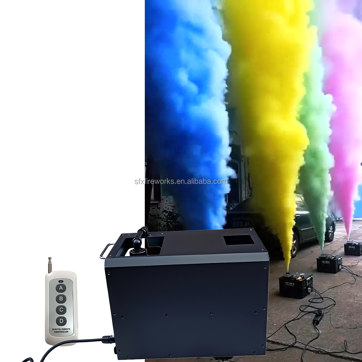 超強力DMXリモコン式アップワードスプレーカラーフォグスモー - Confetti Cannon Tube のレビューと価格