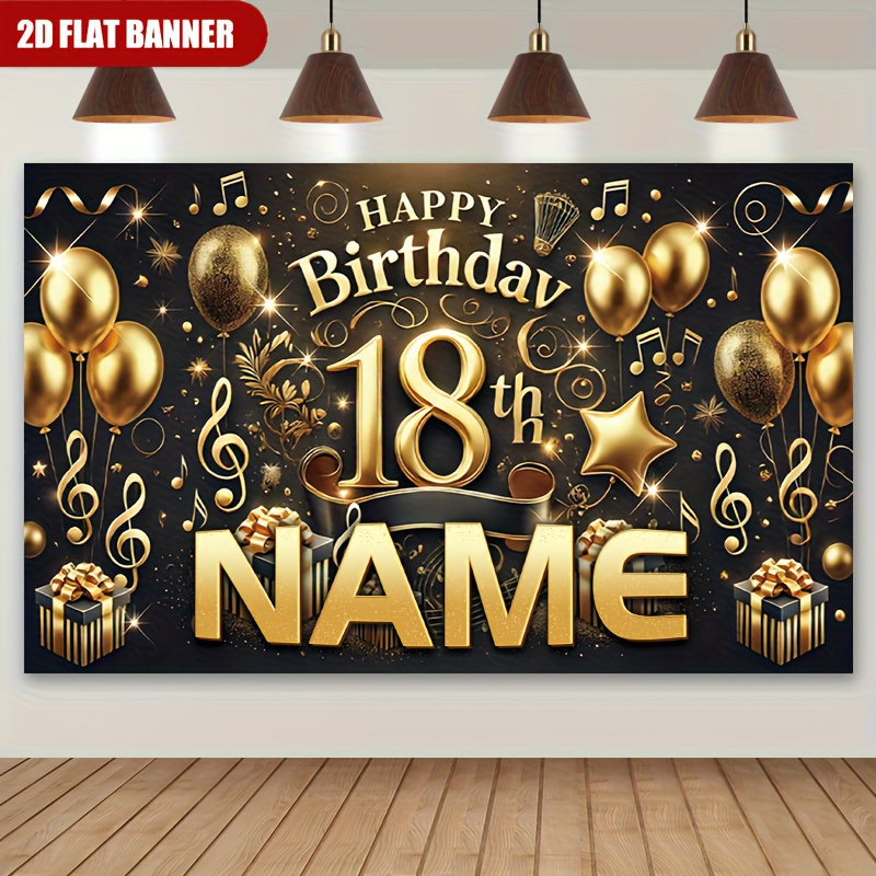 1個入り ハッピー18歳の誕生日 カスタムネーム パーティー - Party Banner Gold のレビューと価格