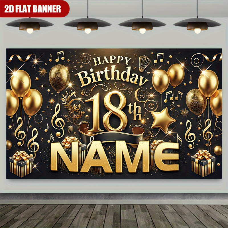 1個入り ハッピー18歳の誕生日 カスタムネーム パーティー - Party Banner Gold のレビューと価格