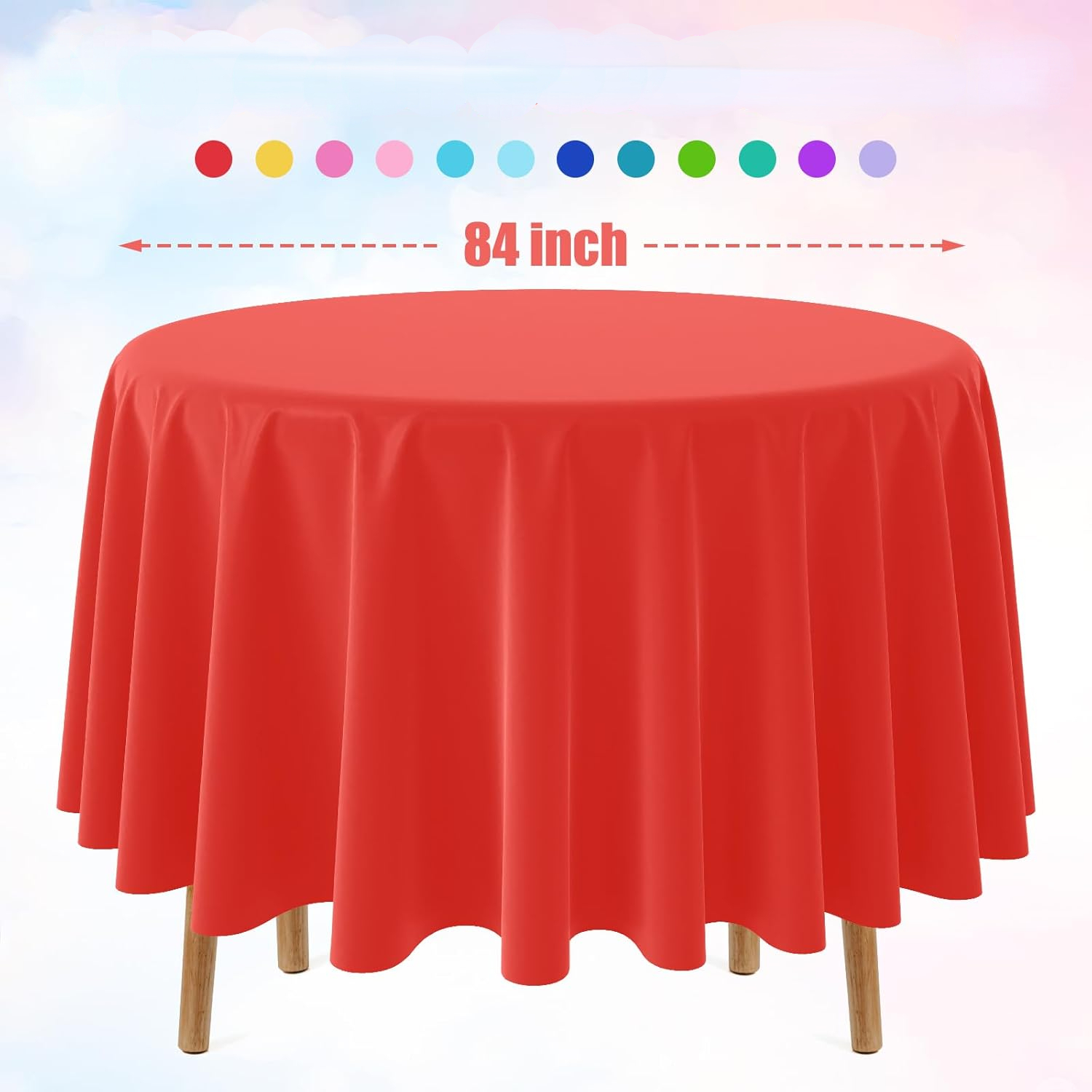 パーティーの装飾用の使い捨ての丸いプラスチックテーブルクロス - Table Cloth Disposable のレビューと価格