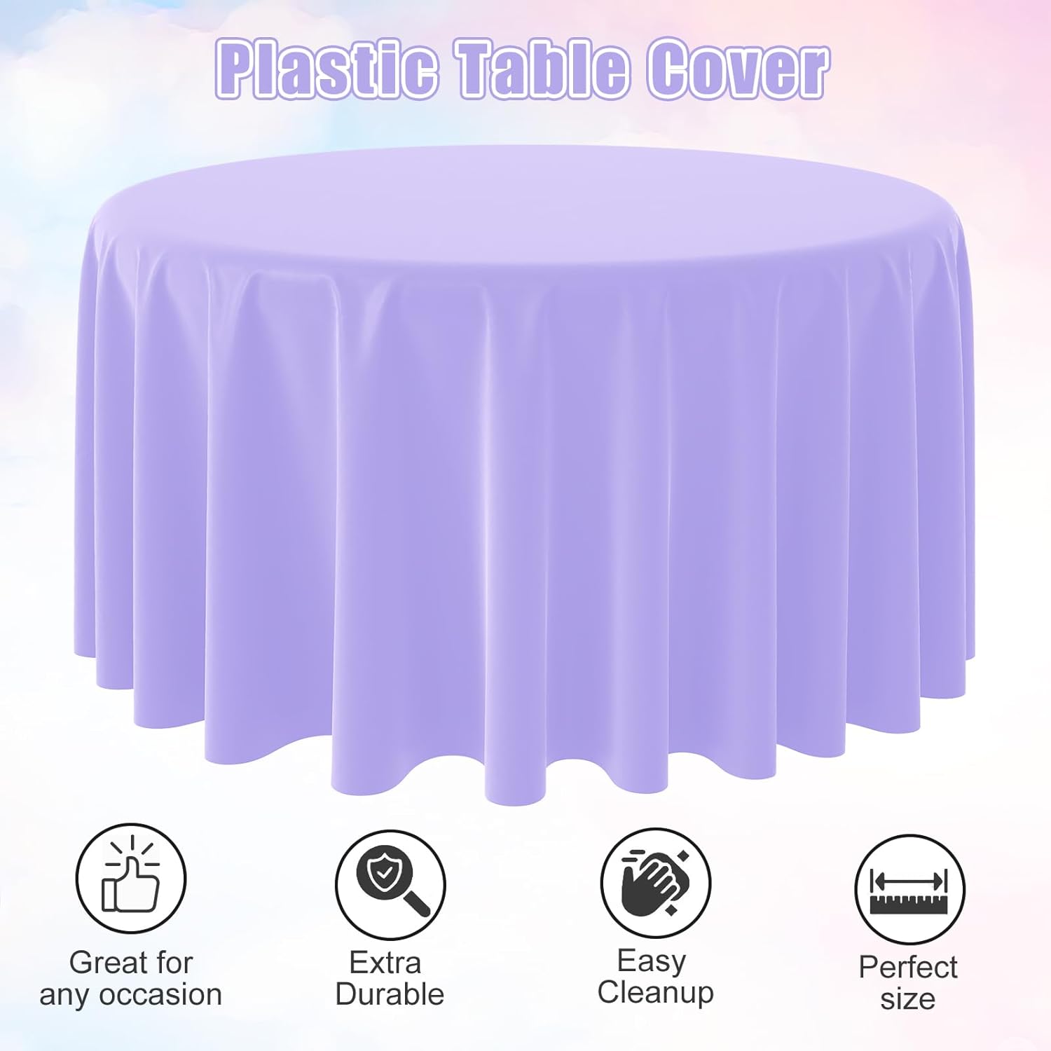 パーティーの装飾用の使い捨ての丸いプラスチックテーブルクロス - Table Cloth Disposable のレビューと価格