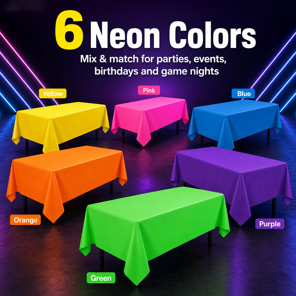厚みのあるマカロン蛍光テーブルクロス、暗闇で光るパーティー、 - Table Cloth Disposable のレビューと価格
