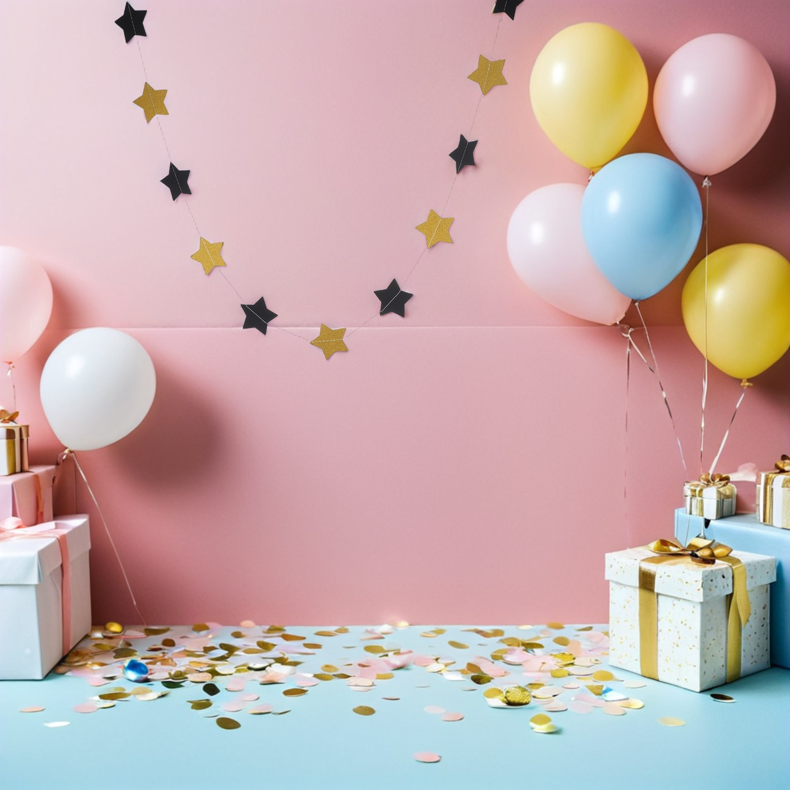 2 個のゴールドスターガーランドバナー両面グリッターパーティ - Party Banner Gold のレビューと価格