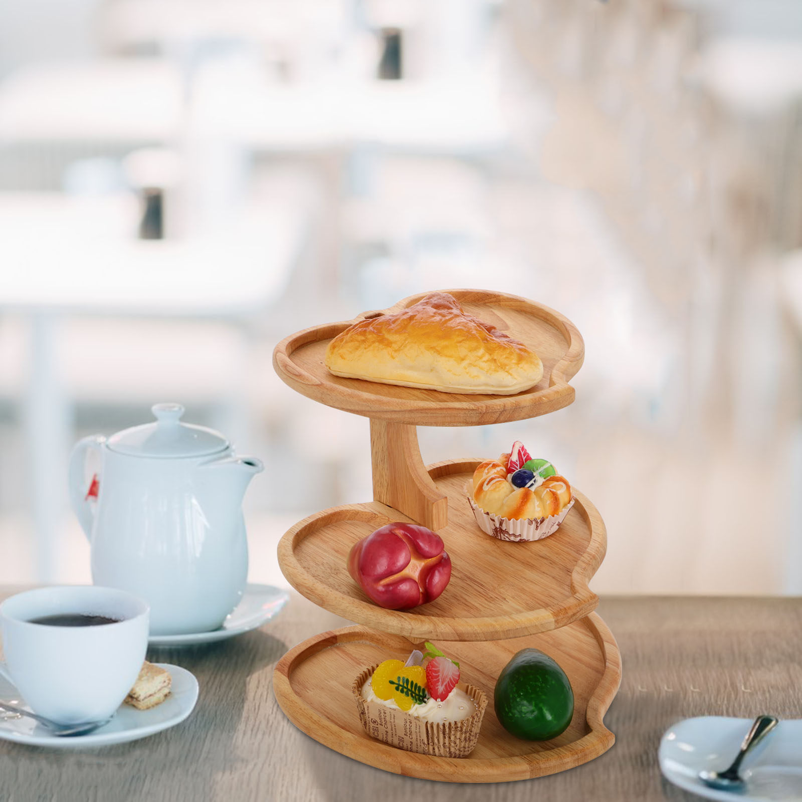 3段ハート型木製サービングトレイケーキスタンドカップケーキデ - Cupcake Stand Tier のレビューと価格