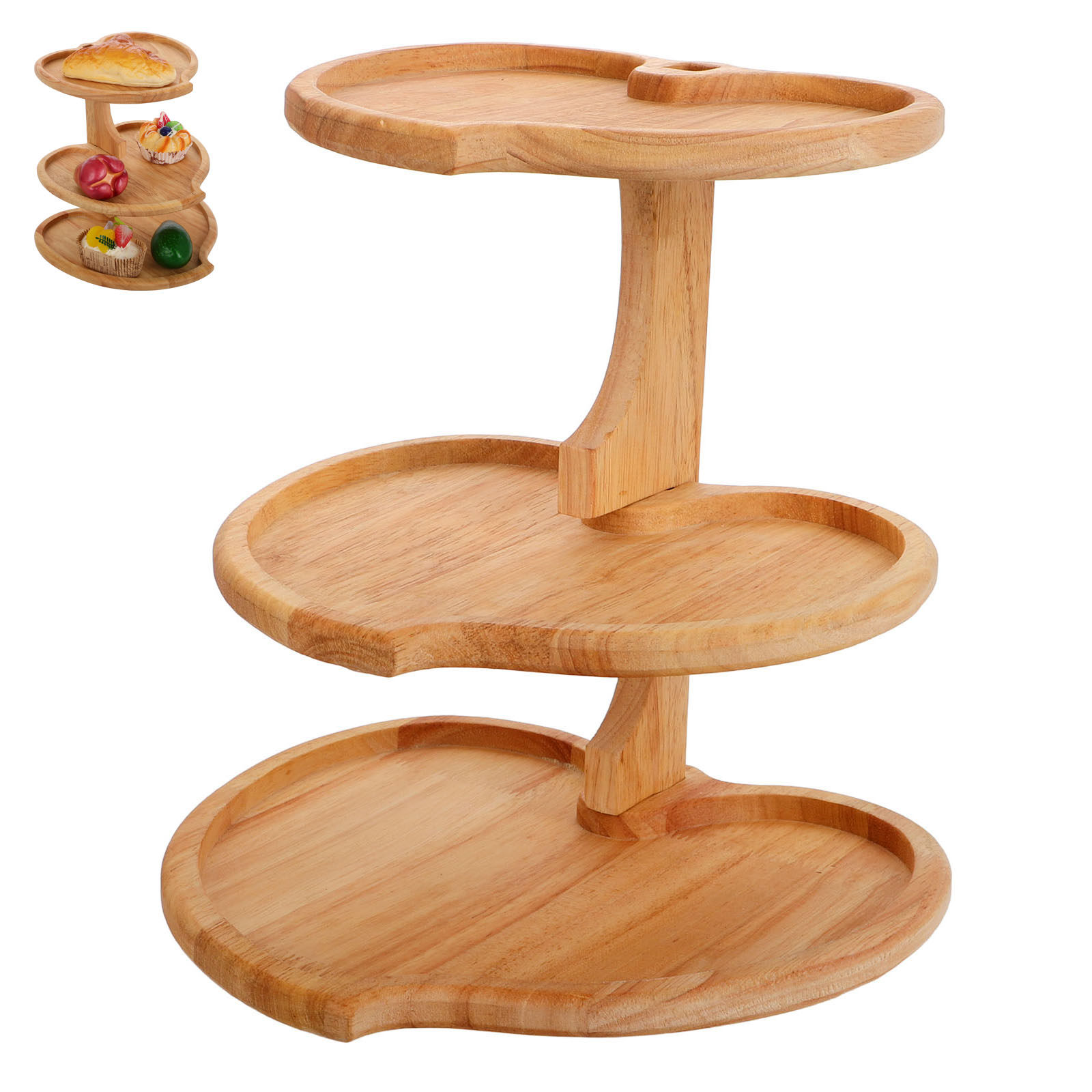 3段ハート型木製サービングトレイケーキスタンドカップケーキデ - Cupcake Stand Tier のレビューと価格