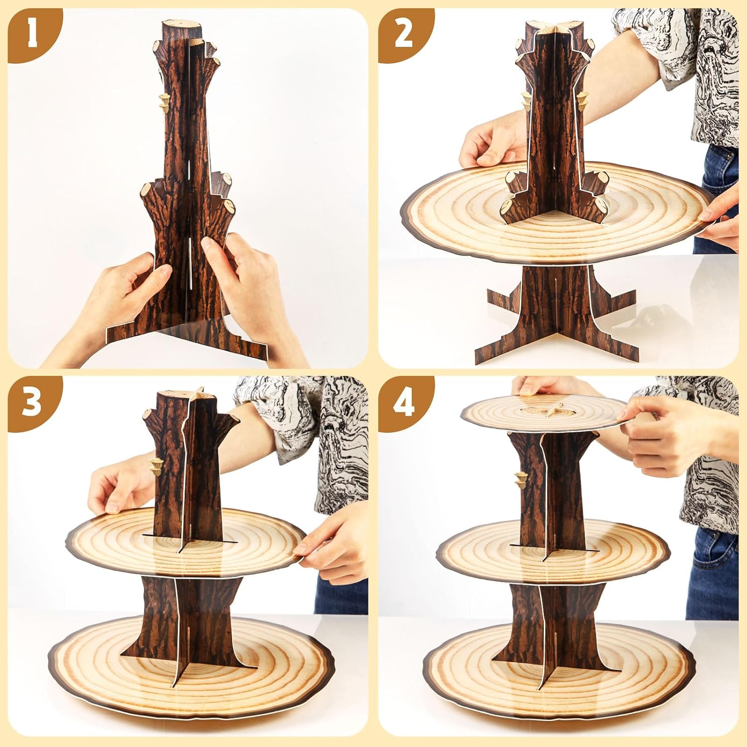 木製カップケーキスタンド装飾 3 層西洋パーティーケーキホル - Cupcake Stand Tier のレビューと価格