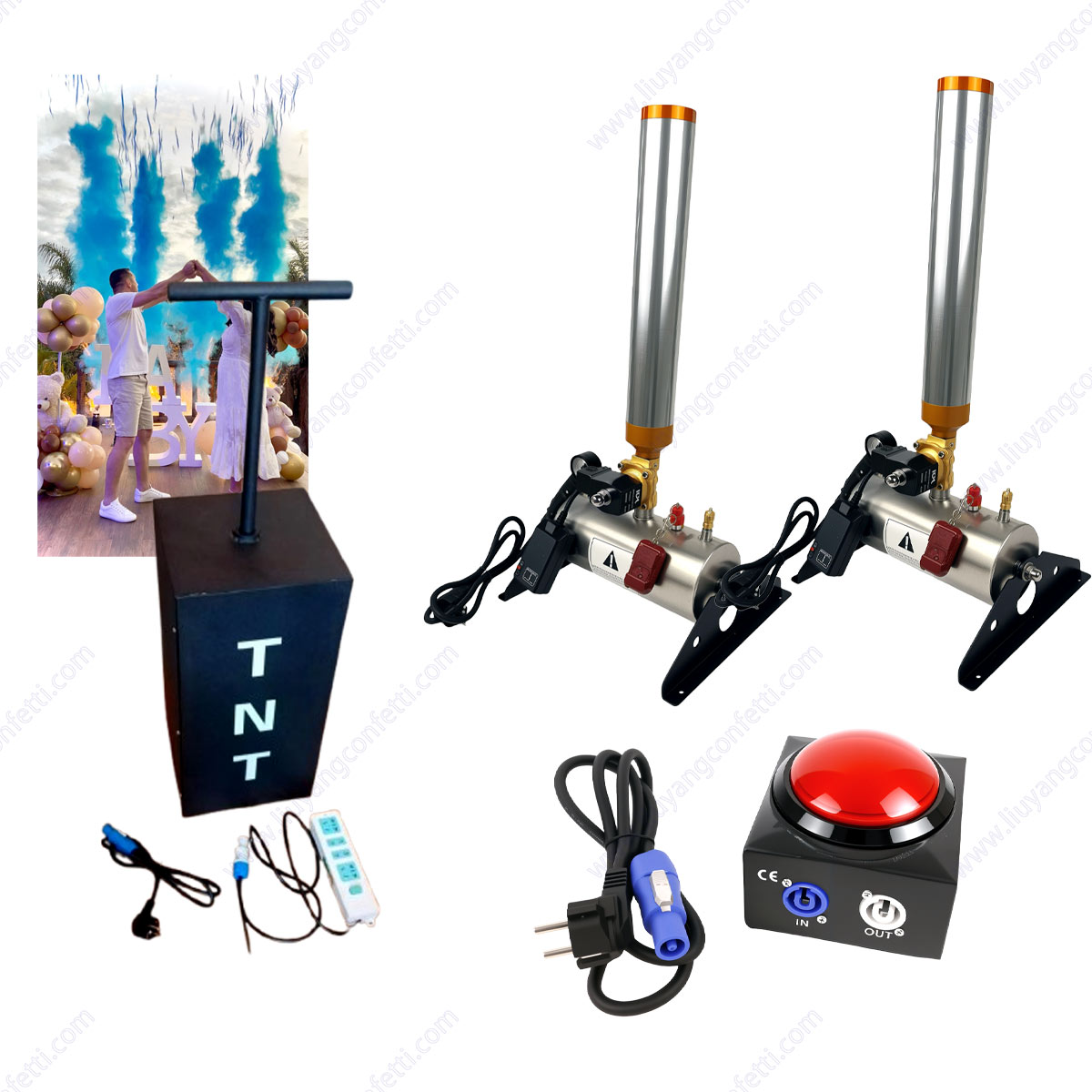 TNT性別発表電動キャノン紙吹雪カラースモークホーリーパウダ - Confetti Cannon Tube のレビューと価格