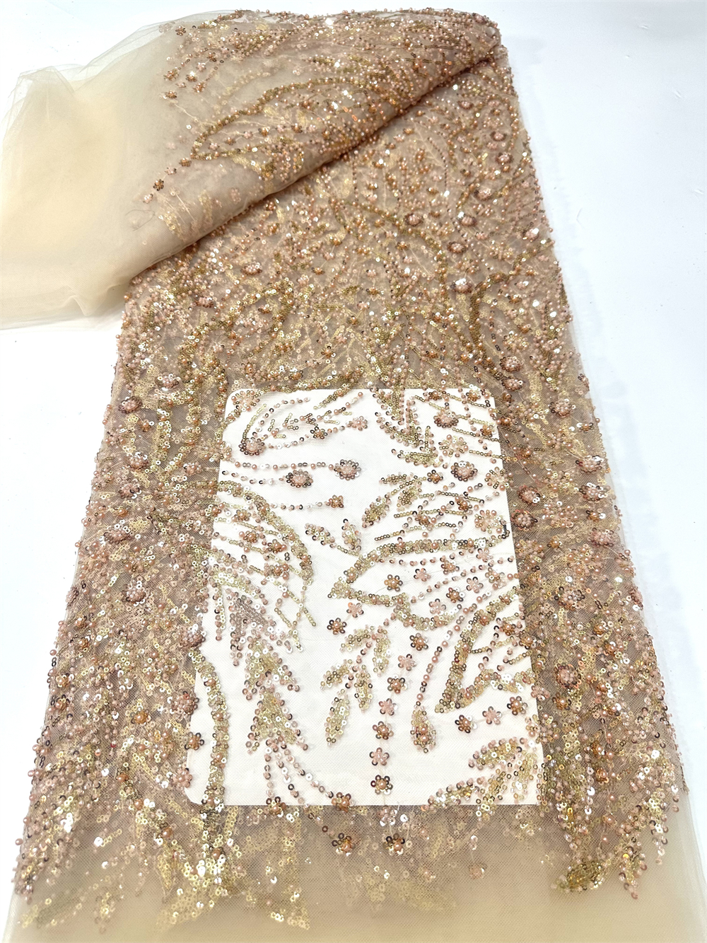 アフリカの高級フランス製ビーズ付きレース生地、スパンコール付 - Glitter Tablecloth のレビューと価格