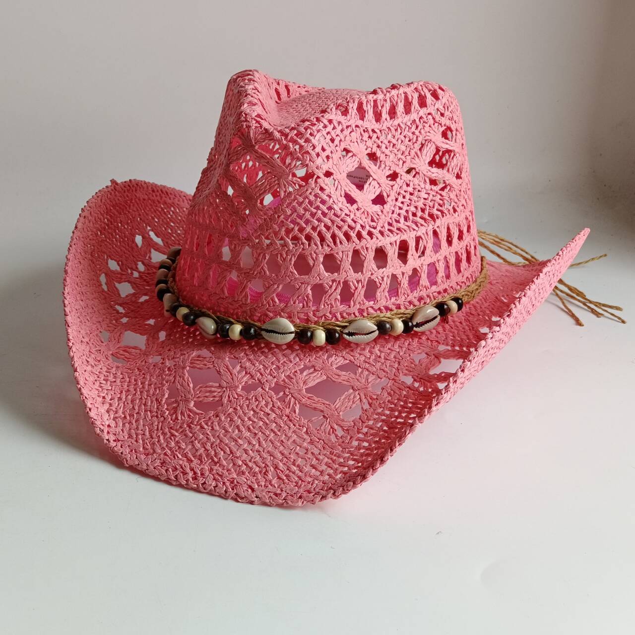 ピンクのカウボーイ麦わら帽子、手作りのカウボーイ麦わら帽子、 - Paper Straw Color のレビューと価格