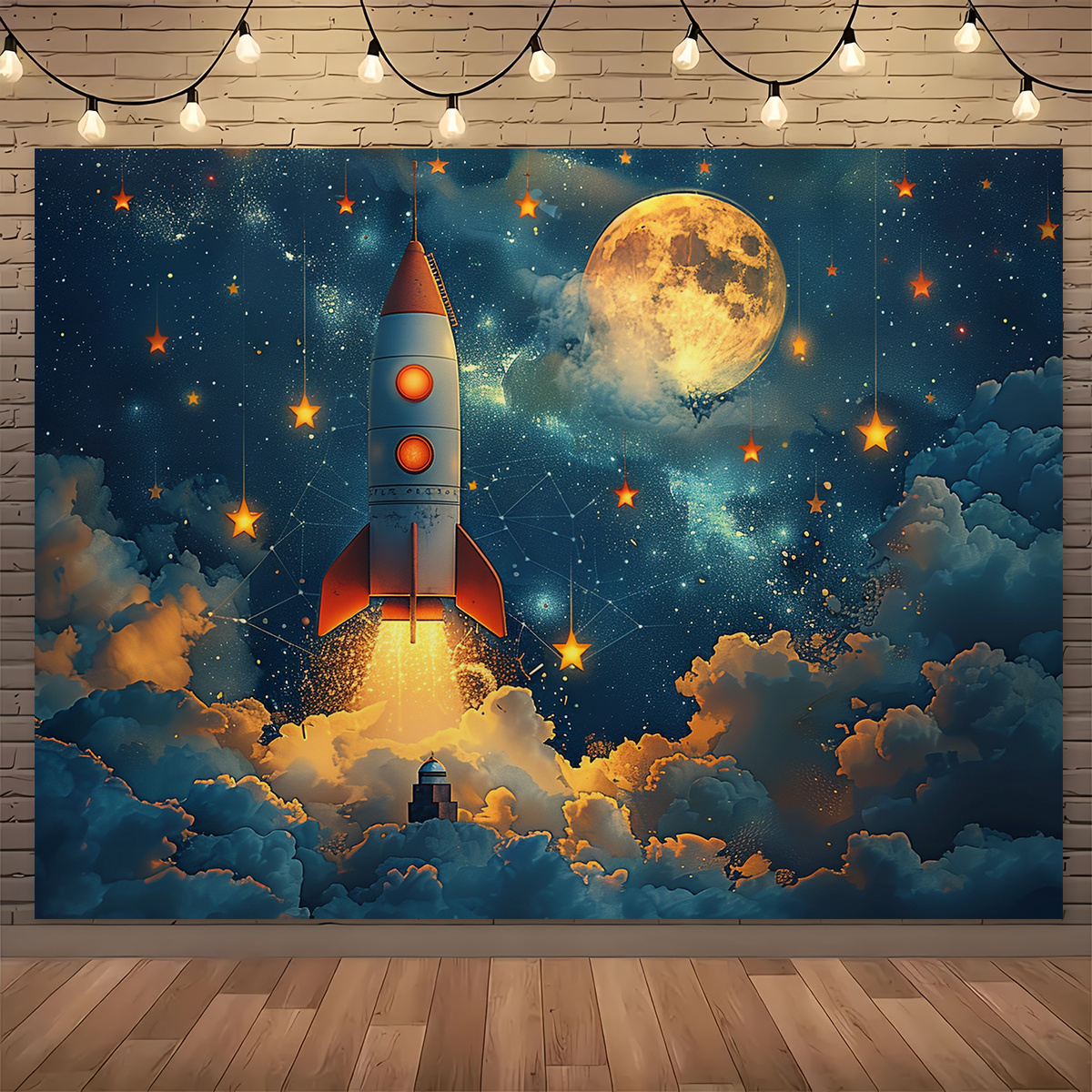 1 個の夢のような夜空のロケット壁取り付け、月、星、ロケット - Event Launch Party のレビューと価格