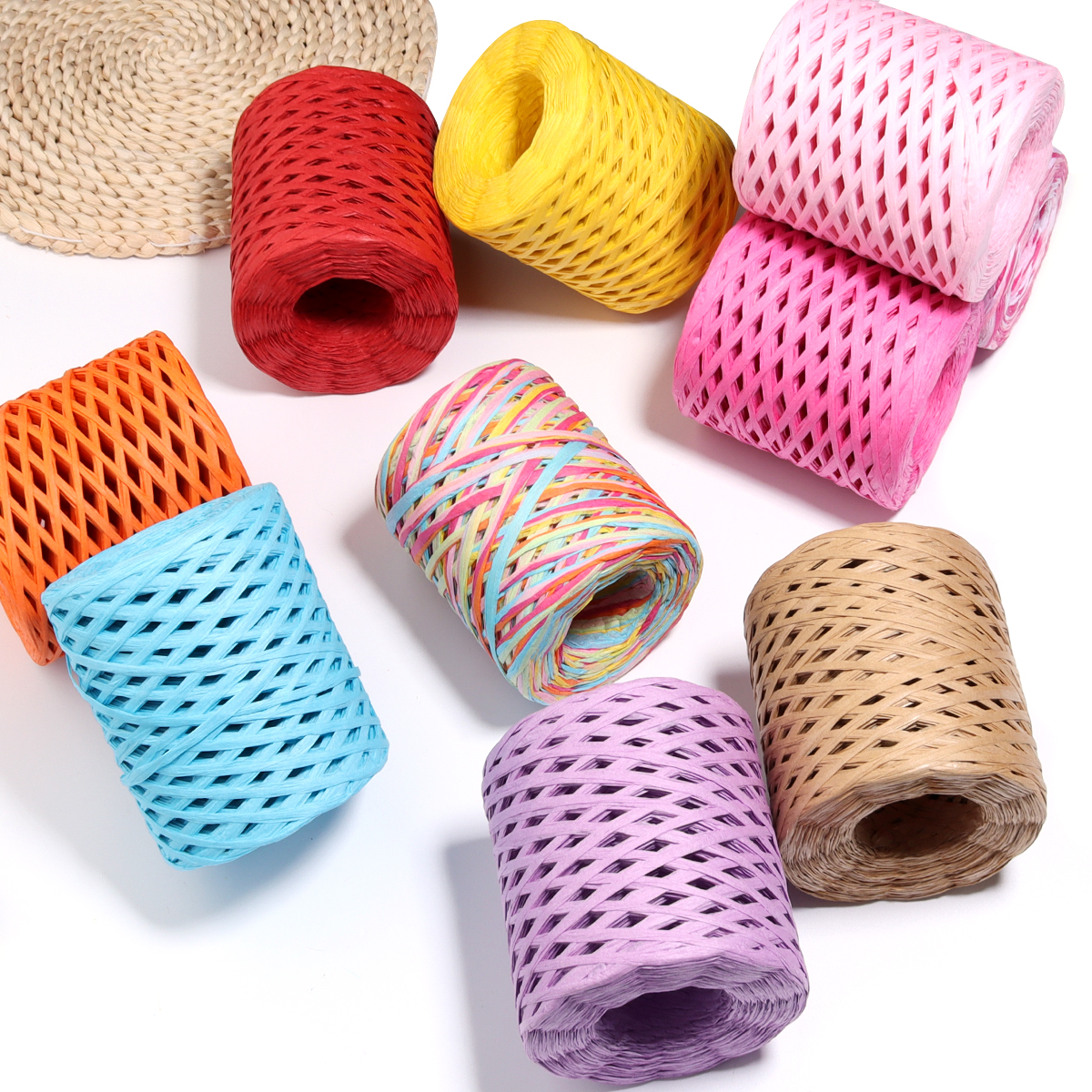 80-200M/ロール 4mm カラーラフィアストローヤーン - Paper Straw Color のレビューと価格
